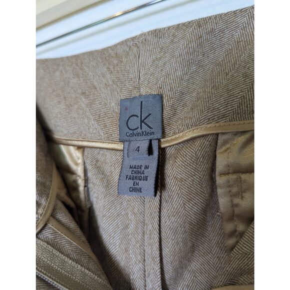 Calvin Klein Women Wool Herringbone Tweed Brown Trouser Pants Size 4 Acadamia - Picture 8 of 11